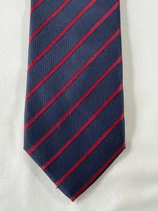 Rote und marineblaue adrette gestreifte dünne Krawatte - F&F - Bild 1 von 3