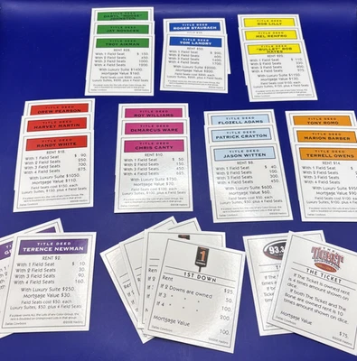 Dallas Cowboys Monopoly Game 2008 - Lote de 28 títulos de propiedad/tarjetas hipotecarias Foto 1 de 4