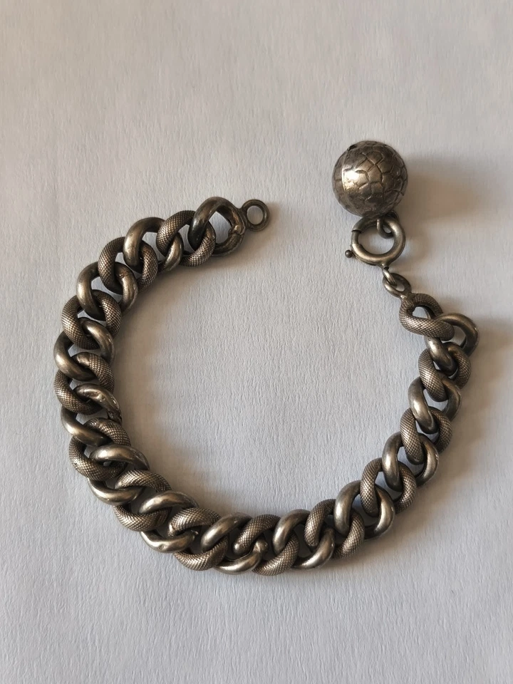 Ancien Bracelet Argent Massif 12,5 g - 18 cm Bijoux Vintage - Photo 1/4