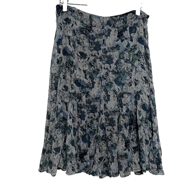 Charter Club Women's Floral Midi Blue and Silver Silk Midi Skirt Size 10P  - Image 1 of 4