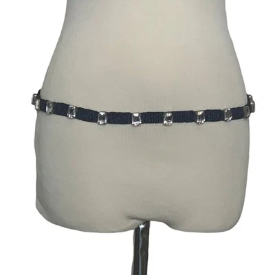 The Limited vintage blue rhinestone embellished thin elastic belt size Medium - Image 1 of 4