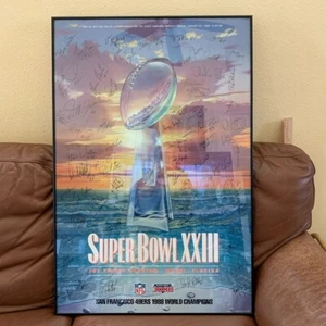 RARE 1989 Super Bowl 23 49ers vs Bengals w/SF Team Signatures Poster Print READ - Picture 1 of 14