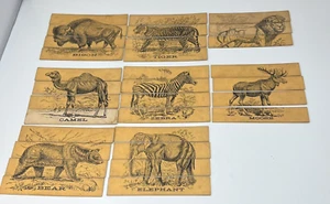 Victorian Animal Slat Slice Puzzles Bison Camel Tiger Zebra Moose Bear Elephant - Picture 1 of 12