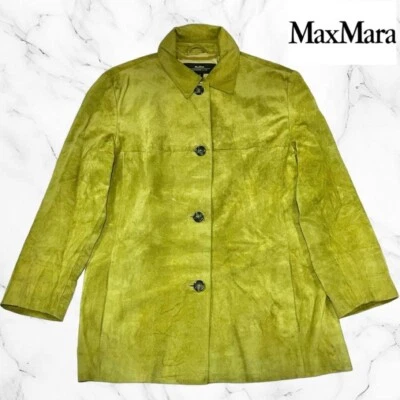 Max mara max mara vintage suede leather coat Yellow-green from Japan size M!!!!! - Image 1 of 4