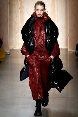 Pantalones forrados de laca DKNY para mujer ribetes acanalados de pasarela talla L Foto 1 de 4