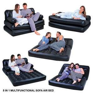 5 IN 1 SOFA AIRBED  INFLATABLE DOUBLE COUCH LOUNGER MATTRESS BLOW UP