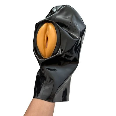 Black Latex Hood Rubber Mask Back Zipper Fetish Cosplay Clubwear BDSM Catsuit - Image 1 of 4