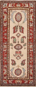 Floral Super Kazak Ivory Narrow Runner Rug 2'x6' Wool Handmade Hallway Carpet - Picture 1 of 12