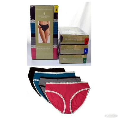 4 Calzoncillos Karen Neuburger Mujer Microfibra Pointelle Corte Alto Brillantes Talla S-XL Foto 1 de 4