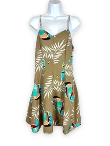 Vintage 80er California Krush Mini Skater Kleid Vogel Print Spaghettiträger S - Bild 1 von 10