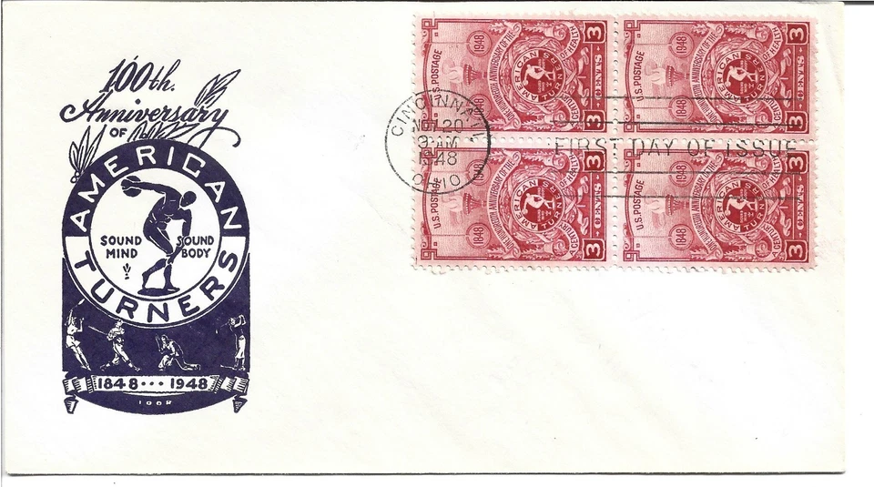 1948 FDC,  AMERICAN TURNERS , BLK, IOOR CACHET - Image 1 of 1