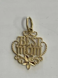 New 14k Yellow Gold Best Mom Pendant - Picture 1 of 6