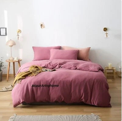 Red Violet color cotton bedding set in Twin Full Queen King duvet cover sets - Image 1 of 4