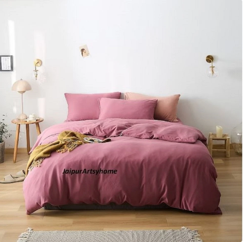 Red Violet color cotton bedding set in Twin Full Queen King duvet cover sets - Image 1 of 4