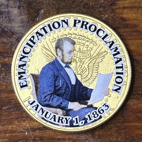 Emancipation Proclamation - Colorized Gold Toned Kennedy Half Dollar Coin Cover