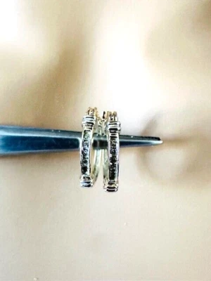 Estate 10K Multicolor Gold Hoop Huggie Earrings 1.7g - Image 1 of 4