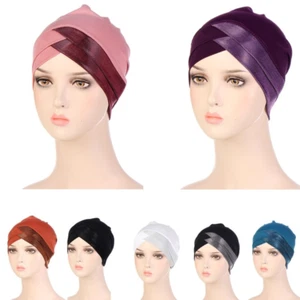 Fashion Stretch Muslim Inner Hijab Beanies Bonnet Hat Glitter Wrap Turban Cap - Picture 1 of 17