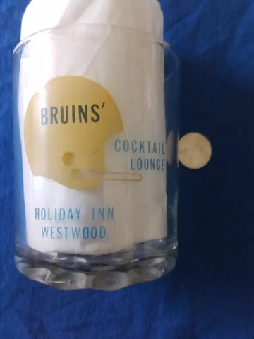 Rare Vintage UCLA Bruins Westwood Holiday Inn Cocktail Lounge Glass Football Cover