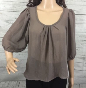 NWT Body Central Blouse Medium Semi-Sheer Mocha Brown Sexy Pull Over Shirt - Picture 1 of 12