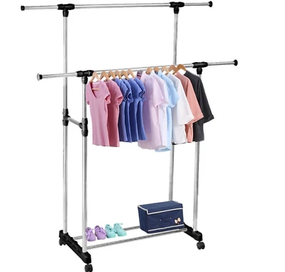 Appendiabiti Stender doppio con ruote Attaccapanni salvaspazio Regolabile 72 130 - Immagine 1 di 4