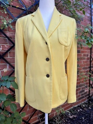 Vintage 1960s Lemon Yellow Wool Blazer By Garland Size S - Image 1 of 4