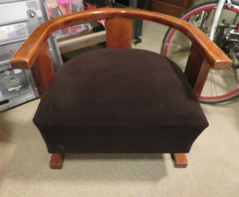 Set of 2 MID CENTURY MODERN ROUND BACK CHAIRS Wood and Velvet VERY COOL HEAVY Cover