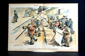 Democratic Tariff Reform 1891 STAY on TRACK DON'T TAKE TRAIN DOWN FREE SILVER - Picture 1 of 12