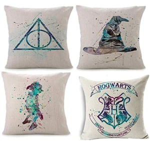 Almohadas de lanzamiento de lino temáticas estilo tinta del universo Harry Potter de 18"" x 18"" vendedor de EE. UU. - Imagen 1 de 7