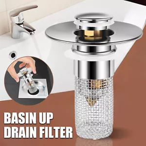 Bathroom Sink Stopper with Hair Catcher, Bathroom Pop Up Sink Drain Filter - Picture 1 of 11