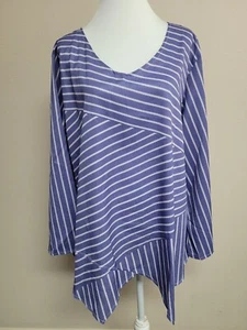 NEW LOVES SALES Women's Plus Blouse Long Sleeve Round Neck Striped.Size 4XL - Picture 1 of 16