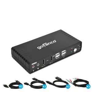 gofanco Dual Monitor HDMI 2.0 KVM Switch (2 Port) – 2x HDMI Extended Display - Picture 1 of 8