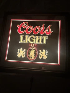 VINTAGE ADOLPH COORS CO. 1987 LIGHTED MIRROR WALL HANGING BEER SIGN Tested Works - Picture 1 of 6