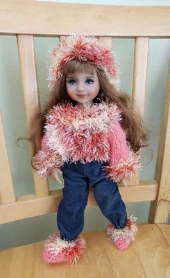 Conjunto para muñecas Dianna Effner Little Darling, Paola hecha a mano, suéter sombrero pantalones Foto 1 de 4