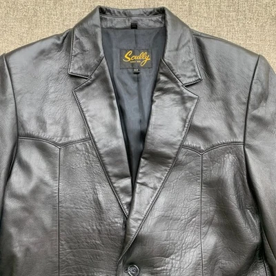 Chaqueta Blazer Western de Cuero Genuino Negra para Hombres Scully Talla 42 Foto 1 de 4