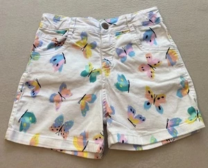 Polito Shorts Girls Size 10 White Butterfly Print Stretch Flat Front Button Zip - Picture 1 of 10