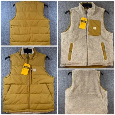 Carhartt Montana Insulated Vest Womens Reversible Sherpa Fleece Tan Medium NEW - Image 1 of 4