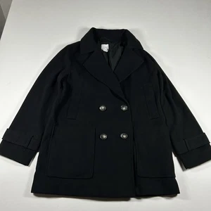 Chaqueta de guisante de pecho doble Forever 21 Mujer Negro Medio Pesado - Imagen 1 de 9