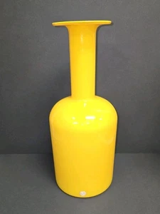 Holmegaard Denmark Glas Vase Mid Century gelbe Gulvase von Otto Brauer 70er 14 Zoll - Bild 1 von 18