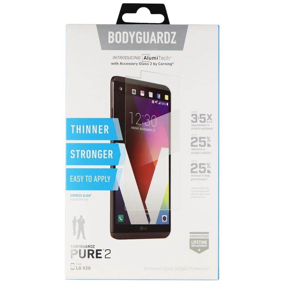 BodyGuardz Pure 2 Series Tempered Glass for LG V20 Smartphones - Clear - Image 1 of 1