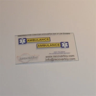 Matchbox Superfast 41f5 Chevrolet Ambulance Staff of Life Sticker Set - Image 1 of 4