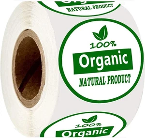 YOUOK 1.25INCH 100Percent Organic Natural Product Adhesive Stickers 1.25 inch - Picture 1 of 5