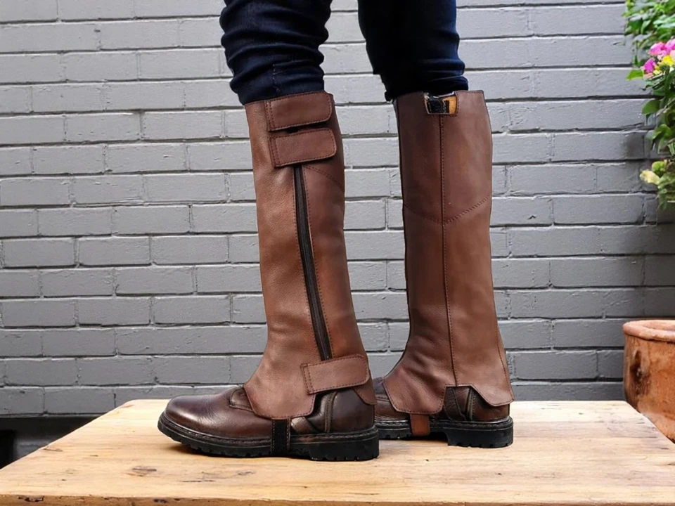 Boba Fett 皮革靴套 Bo-Katan Mandalorian Cosplay 棕色服装绑腿 — 第 1/4 张图片