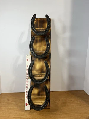 Horseshoe Triple Wall Shelf Wood Metal - Image 1 of 4