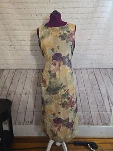Vtg Victorian Gothic Romantic Moody Floral Gauzey Lined Maxi Dress Plus Sz 16 - Picture 1 of 9