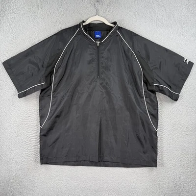 Pullover Mizuno 1/4 Cremallera Para Hombres Grande Negro Manga Corta Corta Corta Vientos BP Béisbol Foto 1 de 4