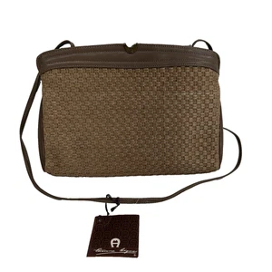 Vintage Etienne Aigner Beige Woven Straw Crossbody Purse NOS - Picture 1 of 10
