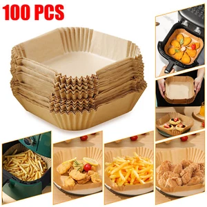 100Pcs Air Fryer Liner Disposable Paper Non-stick for Food Oven Baking Microwave - Picture 1 of 7