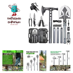 Multifunctional Folding Tactical Shovel Hatchet Combo - With Axe, Flashlight,... - Picture 1 of 7