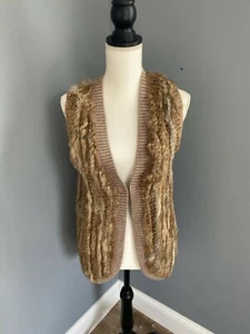 JOIE Tan Beige Camel Rabbit Fur Wool Knit Vest Small EUC - Picture 1 of 8