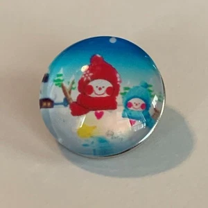 18 mm Druckknopf Perlen - 2 Schneemänner mit Schals - Weihnachten, Winter   - Bild 1 von 1